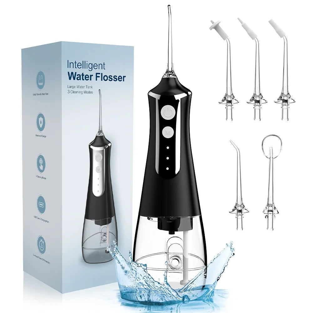 Rechargeable Water Flosser – 5 Nozzles, 3 Modes, 300ml Tank