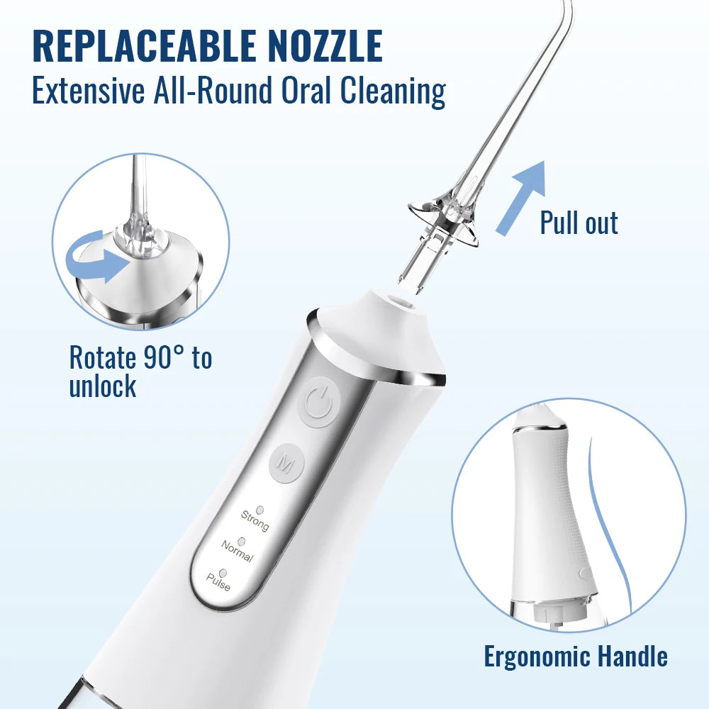 Rechargeable Water Flosser – 5 Nozzles, 3 Modes, 300ml Tank